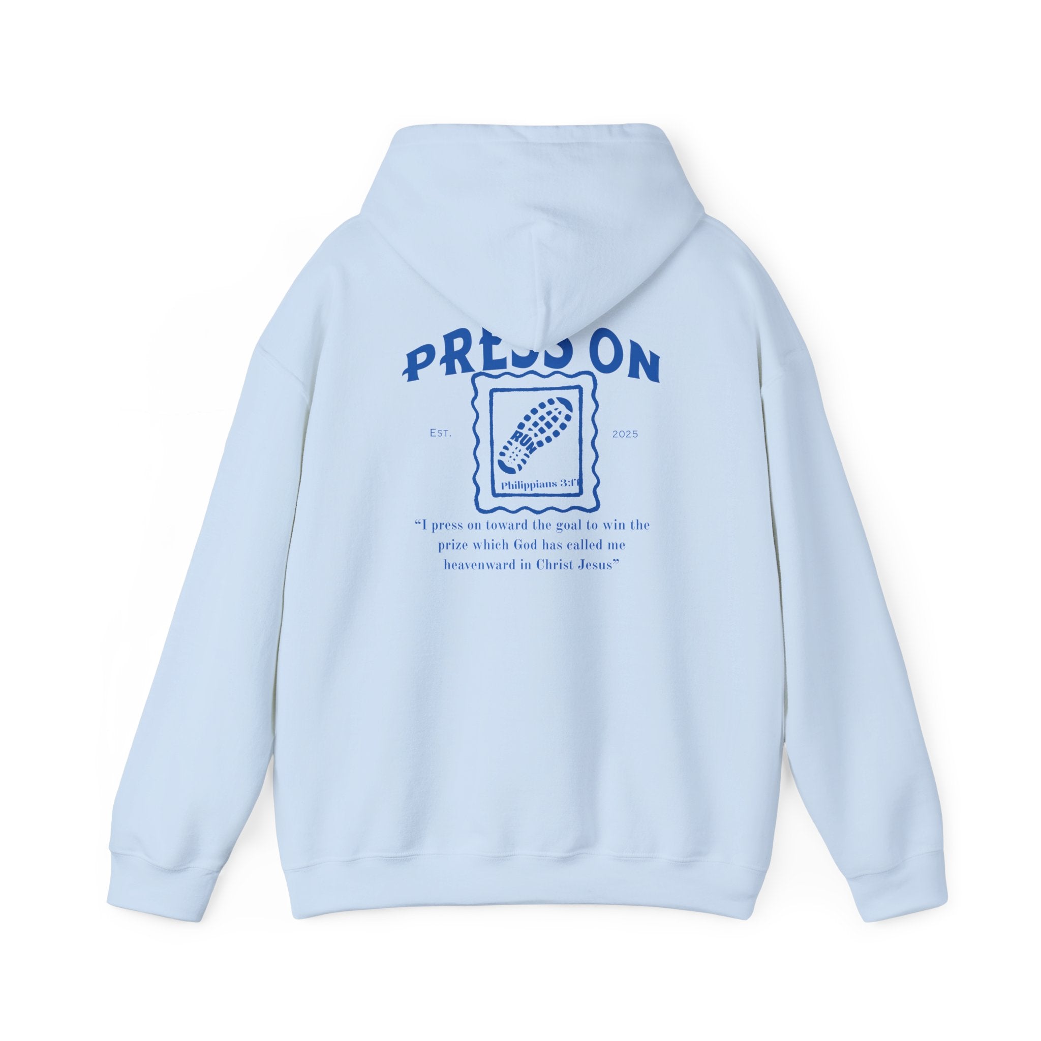“Press On” Hoodie with Philippians 3:14 Design