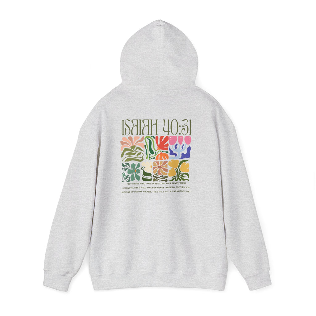 Run and Grow Hoodie| Isaiah 40:31 | Flower Pattern
