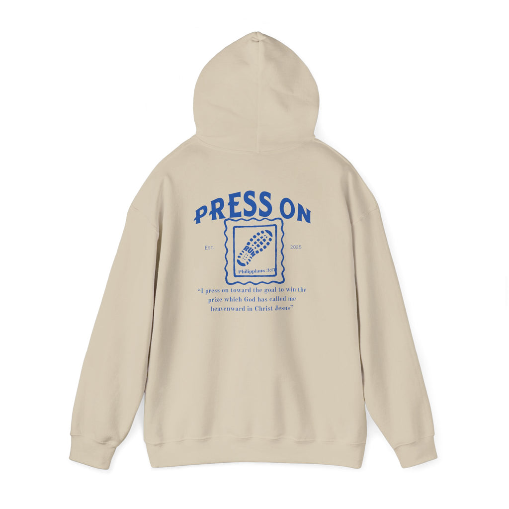 “Press On” Hoodie with Philippians 3:14 Design