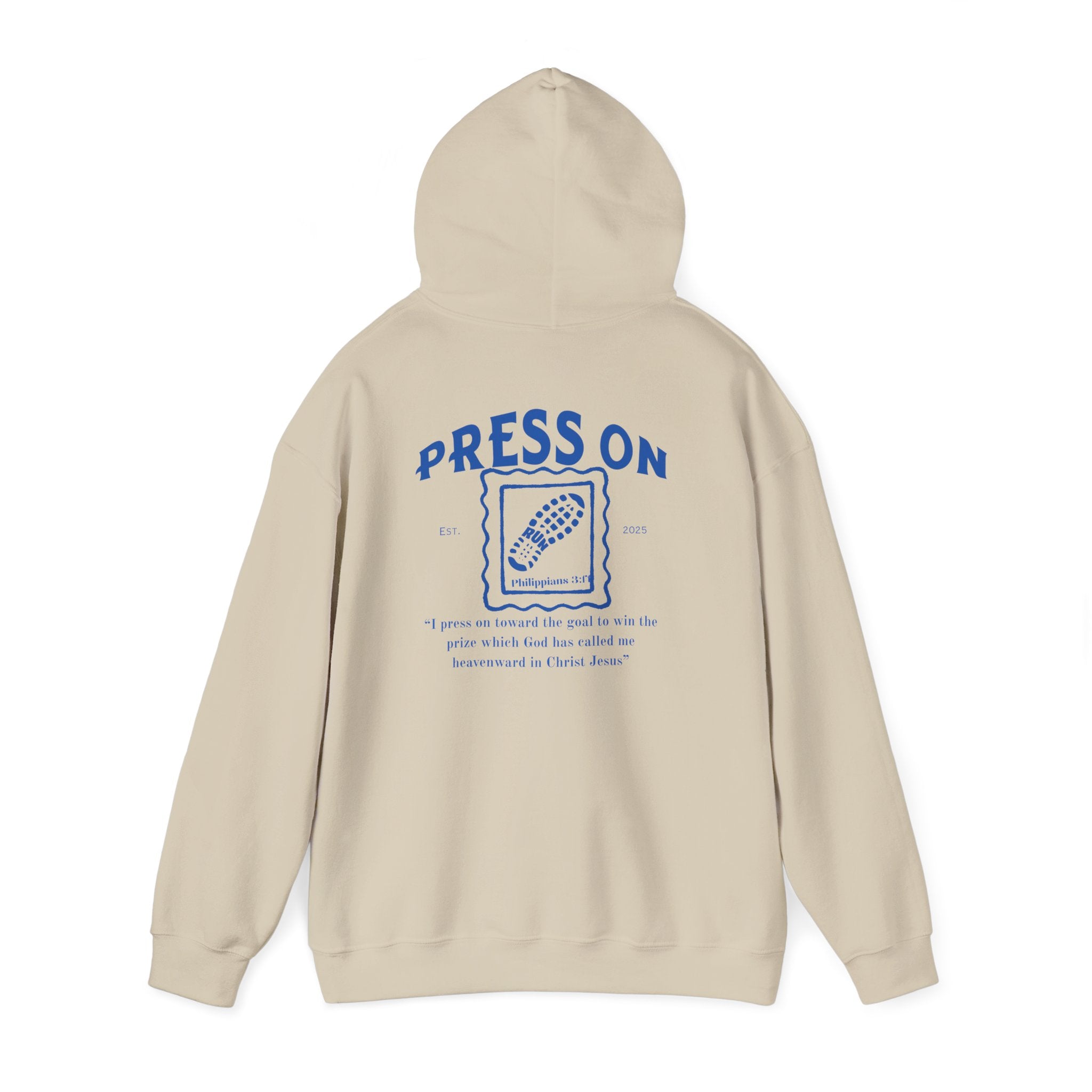 “Press On” Hoodie with Philippians 3:14 Design