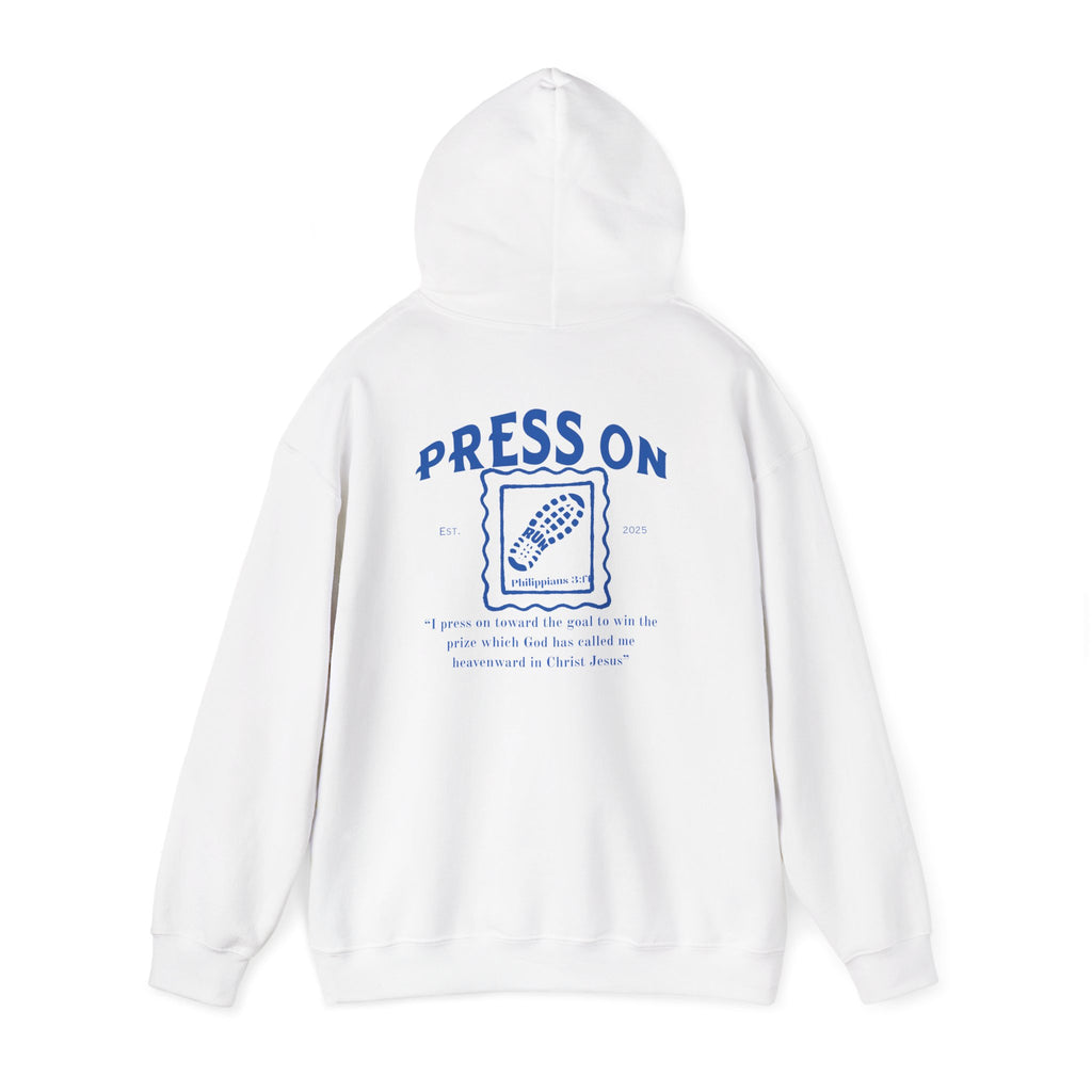 “Press On” Hoodie with Philippians 3:14 Design