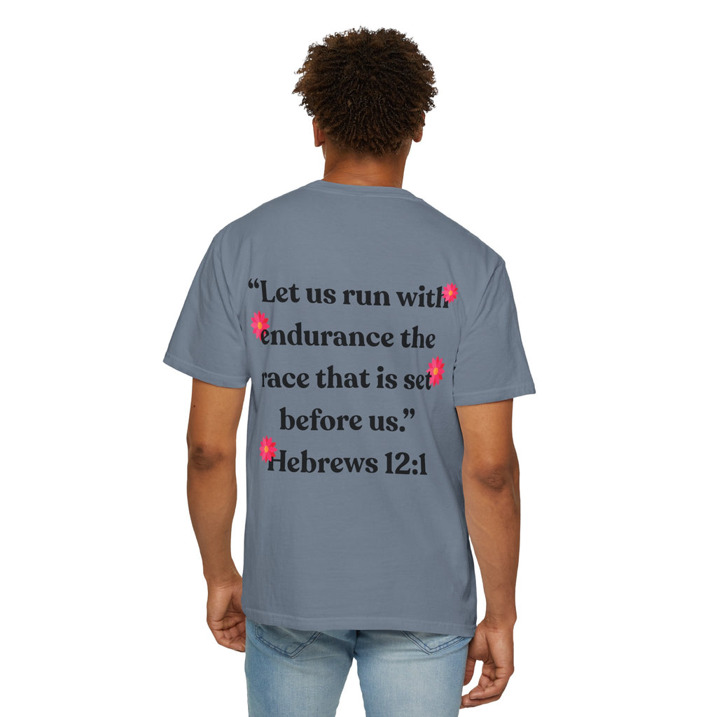 Run With Endurance Bible Verse Comfort Tee| Hebrews 12:1| Cactus Design