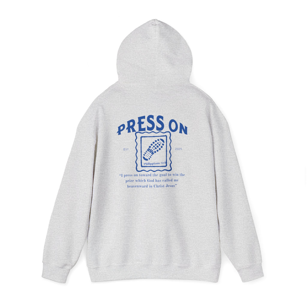 “Press On” Hoodie with Philippians 3:14 Design