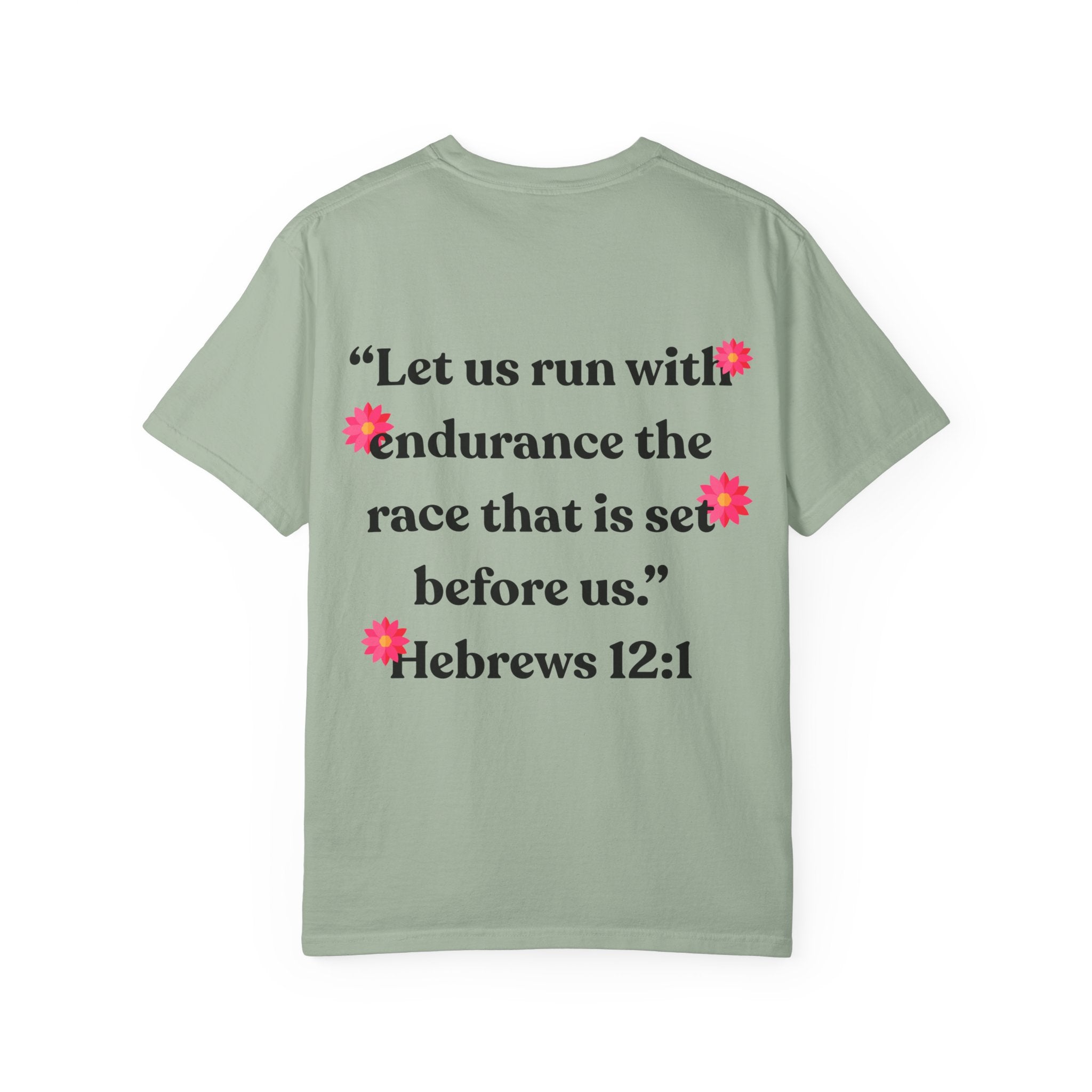Run With Endurance Bible Verse Comfort Tee| Hebrews 12:1| Cactus Design