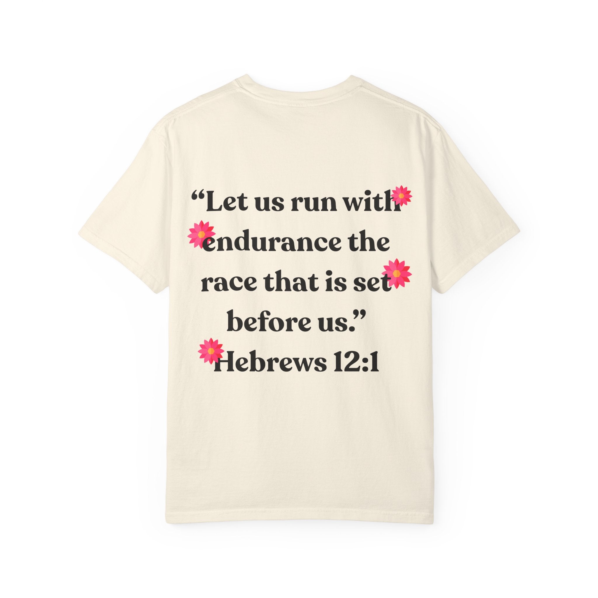Run With Endurance Bible Verse Comfort Tee| Hebrews 12:1| Cactus Design