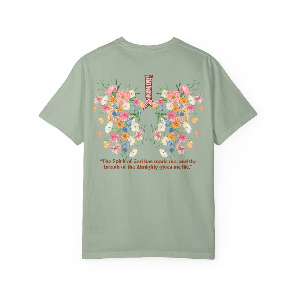 Breathe Flower Lungs Comfort Tee |  Job 33:4 Christian Runner Shirt