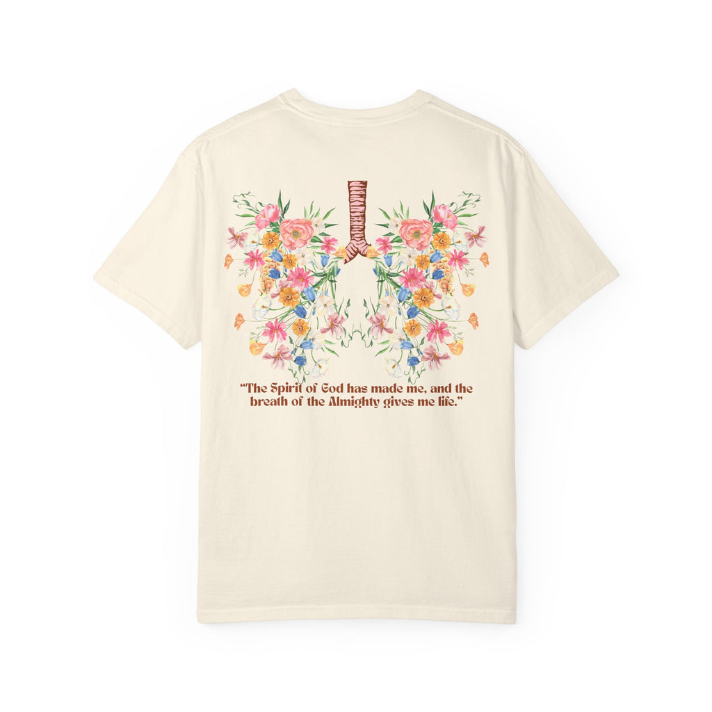 Breathe Flower Lungs Comfort Tee |  Job 33:4 Christian Runner Shirt