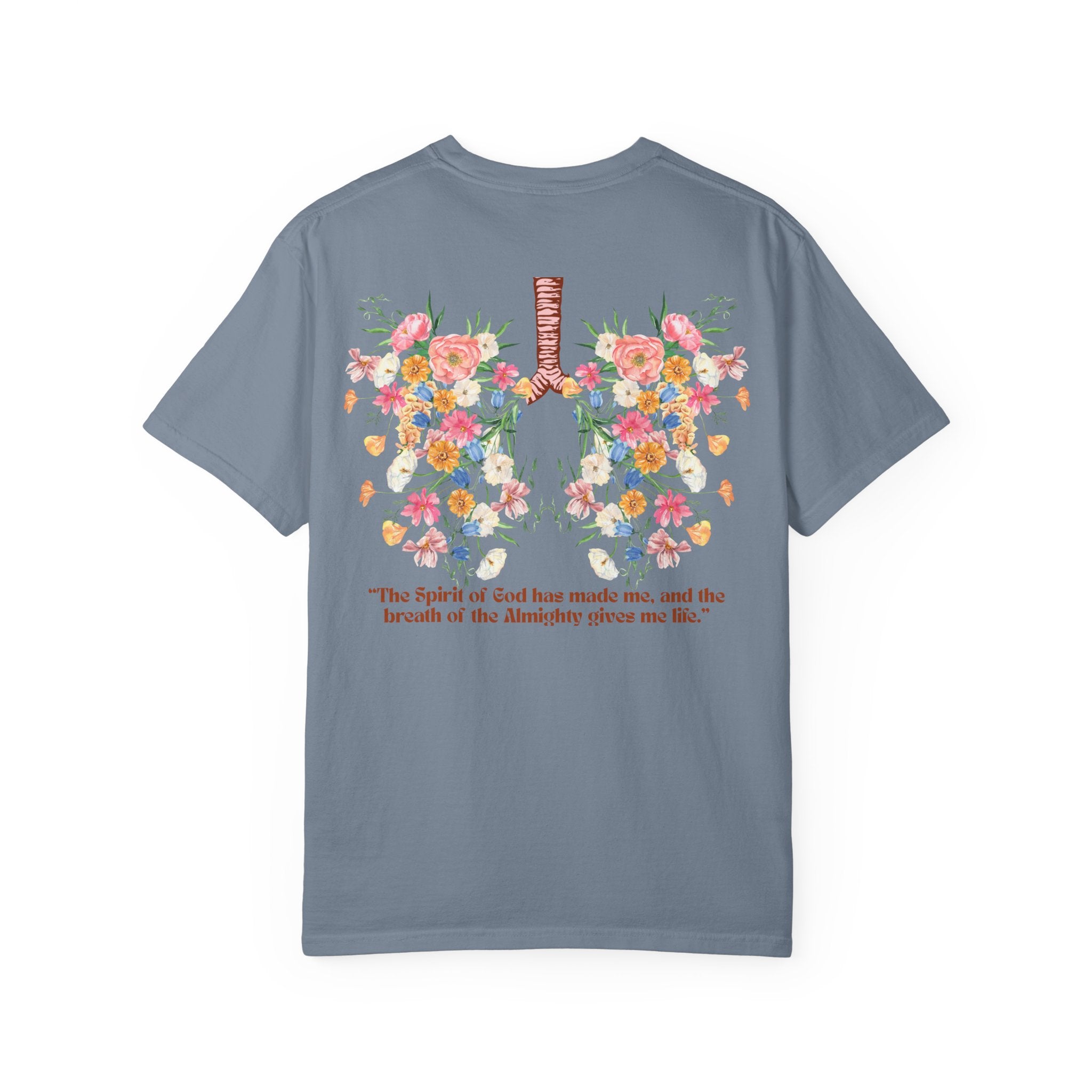 Breathe Flower Lungs Comfort Tee |  Job 33:4 Christian Runner Shirt