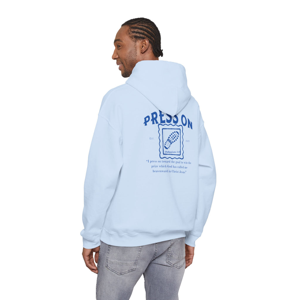 “Press On” Hoodie with Philippians 3:14 Design