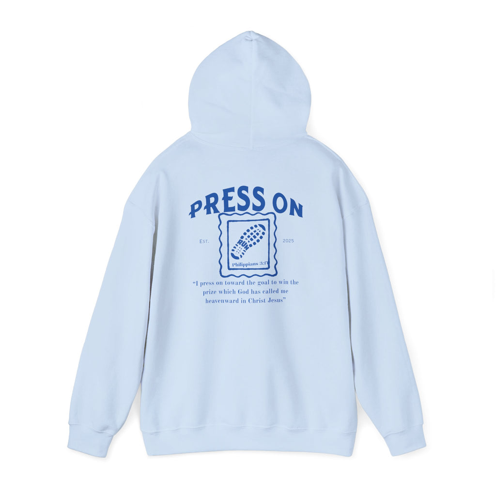“Press On” Hoodie with Philippians 3:14 Design