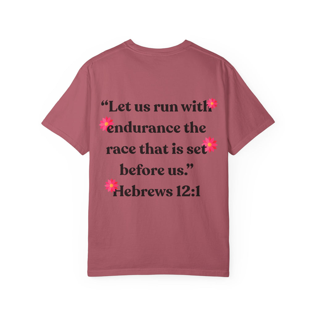 Run With Endurance Bible Verse Comfort Tee| Hebrews 12:1| Cactus Design