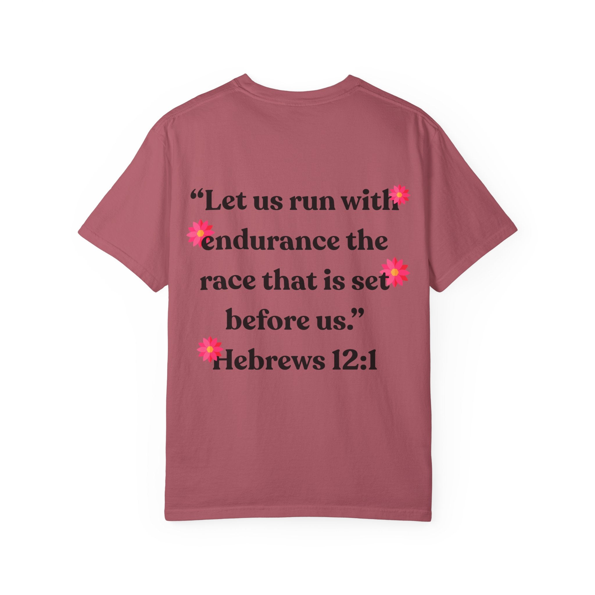Run With Endurance Bible Verse Comfort Tee| Hebrews 12:1| Cactus Design