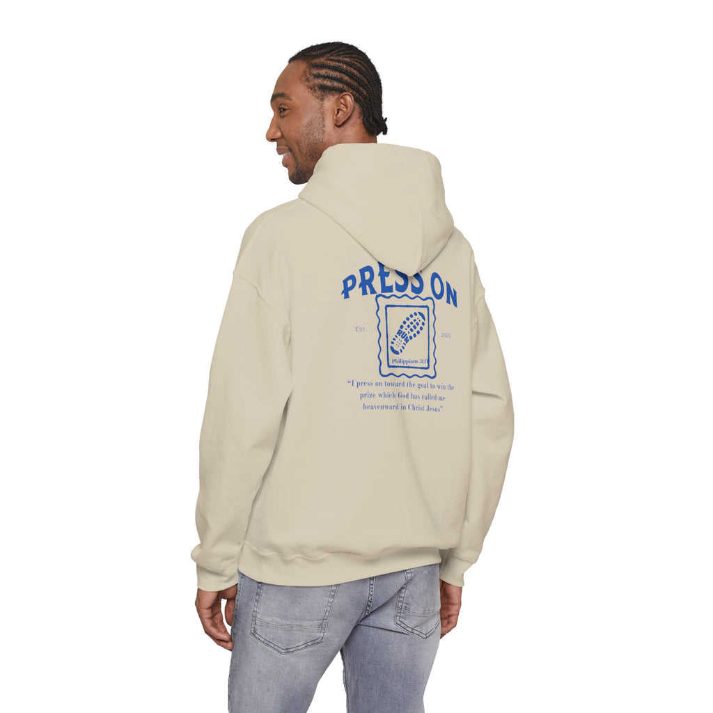 “Press On” Hoodie with Philippians 3:14 Design
