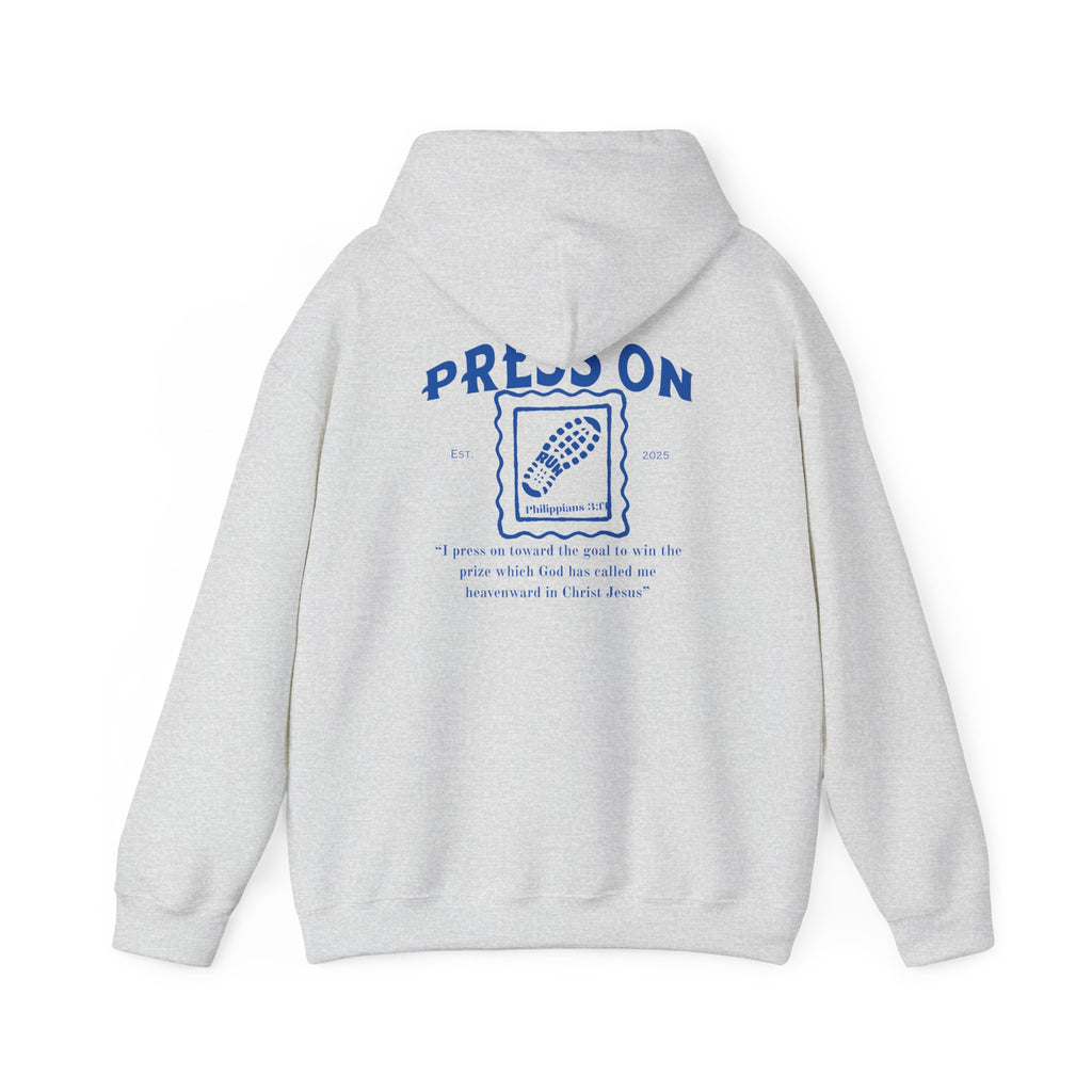 “Press On” Hoodie with Philippians 3:14 Design