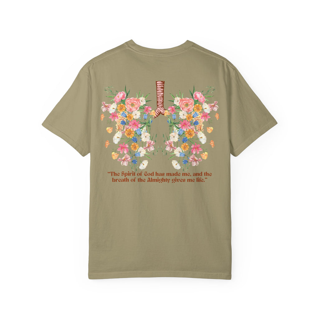 Breathe Flower Lungs Comfort Tee |  Job 33:4 Christian Runner Shirt