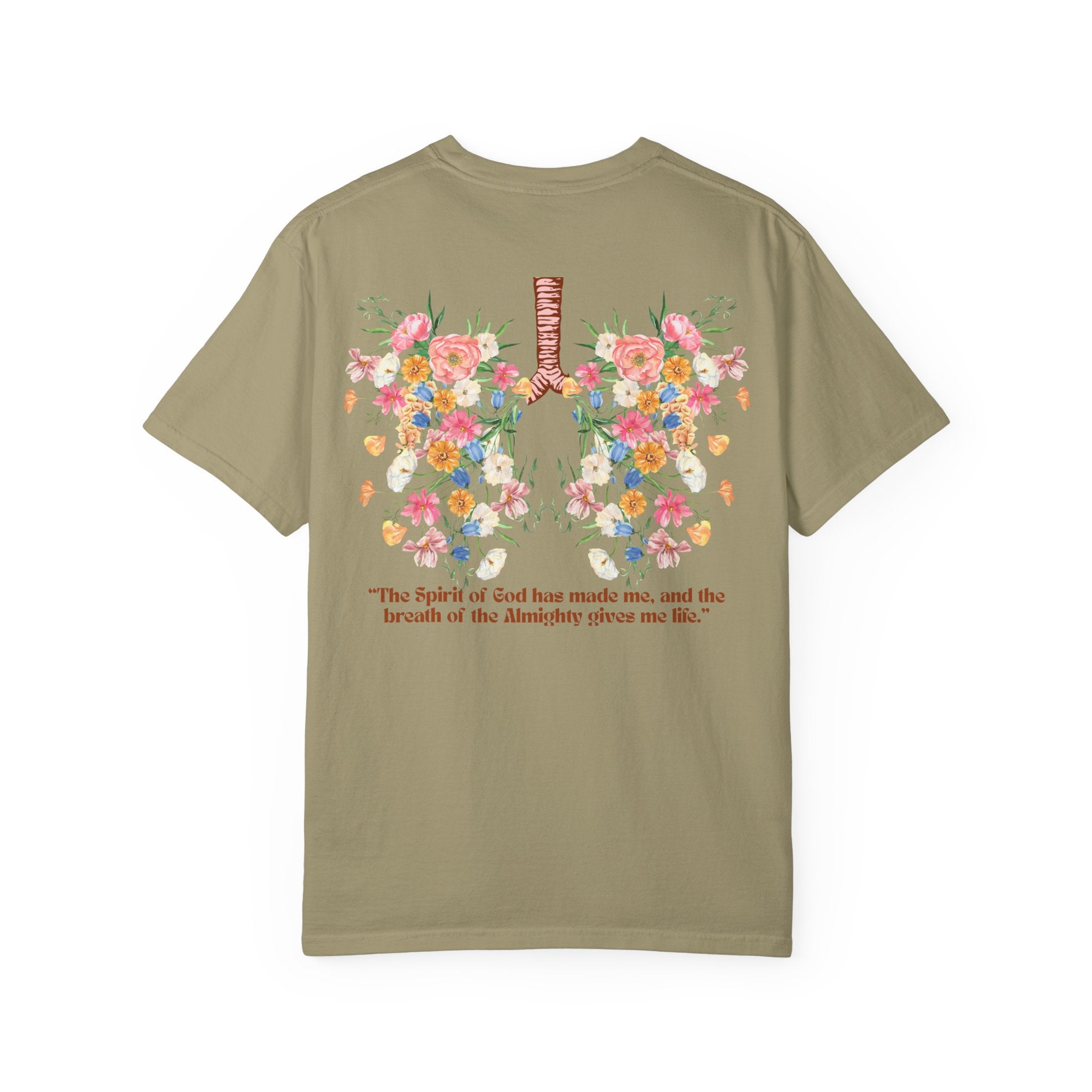 Breathe Flower Lungs Comfort Tee |  Job 33:4 Christian Runner Shirt