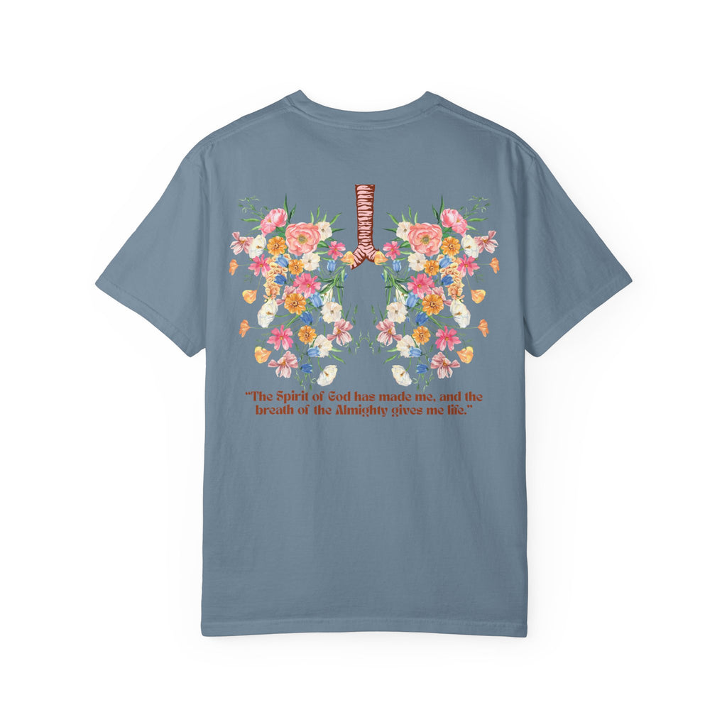 Breathe Flower Lungs Comfort Tee |  Job 33:4 Christian Runner Shirt