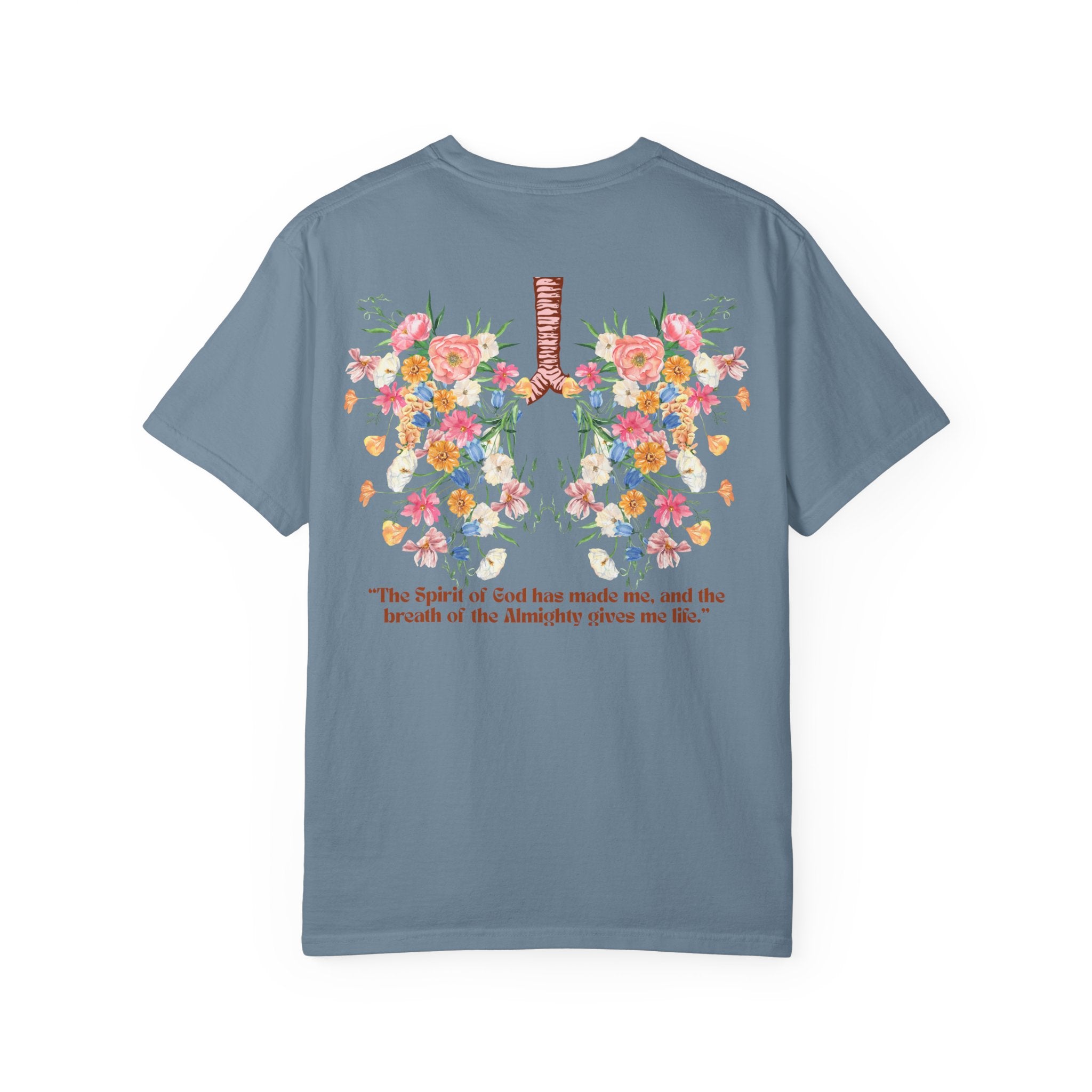 Breathe Flower Lungs Comfort Tee |  Job 33:4 Christian Runner Shirt