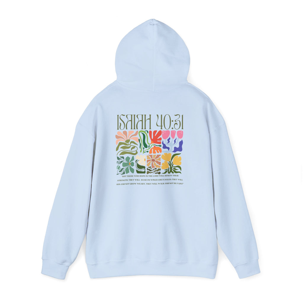 Run and Grow Hoodie| Isaiah 40:31 | Flower Pattern