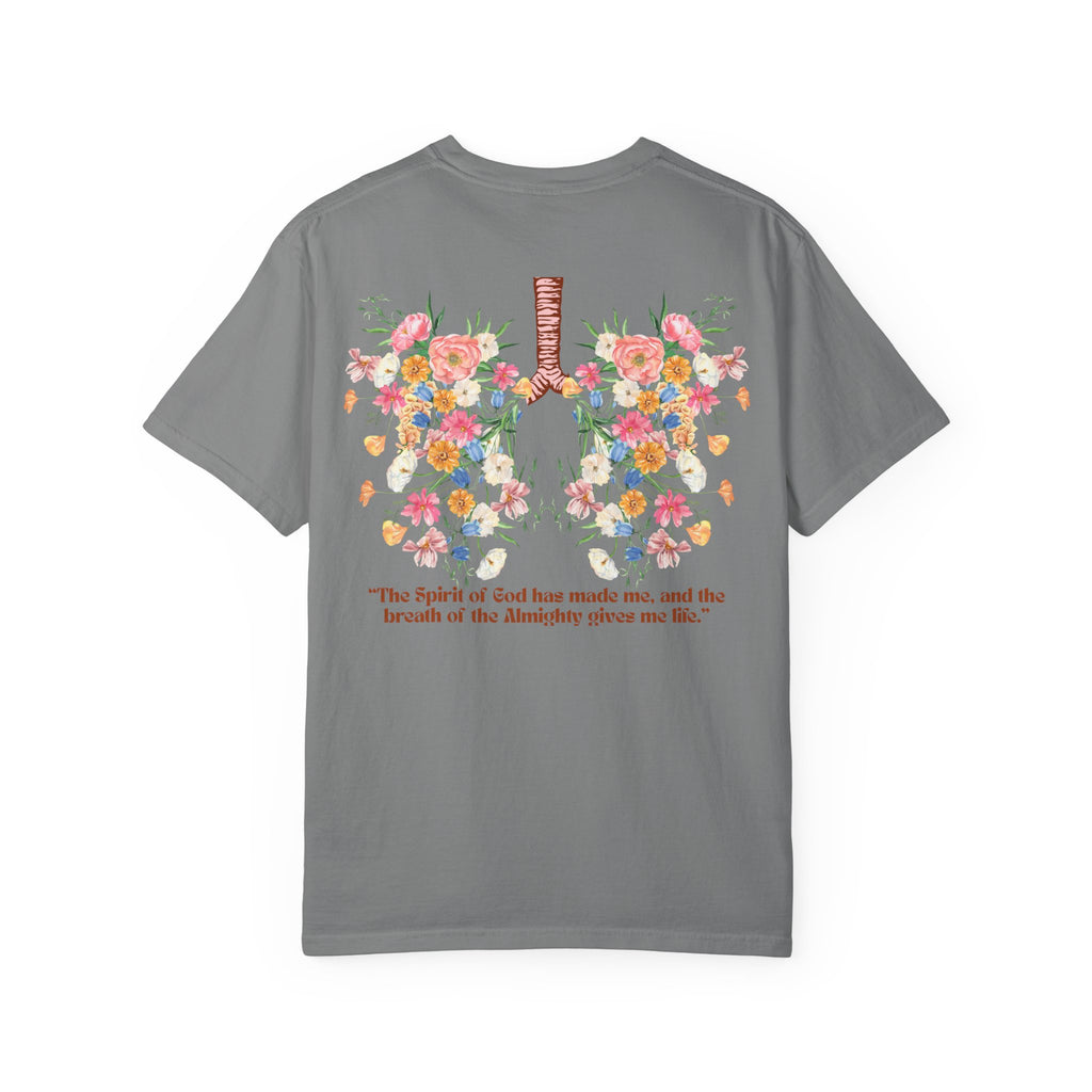 Breathe Flower Lungs Comfort Tee |  Job 33:4 Christian Runner Shirt