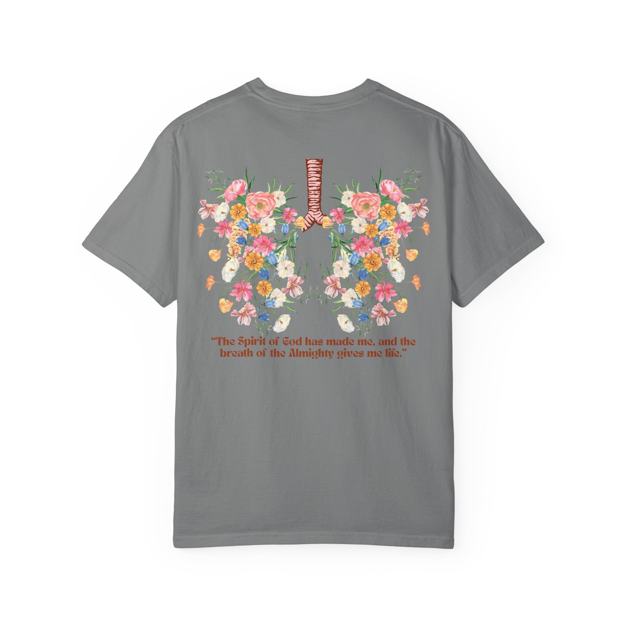 Breathe Flower Lungs Comfort Tee |  Job 33:4 Christian Runner Shirt