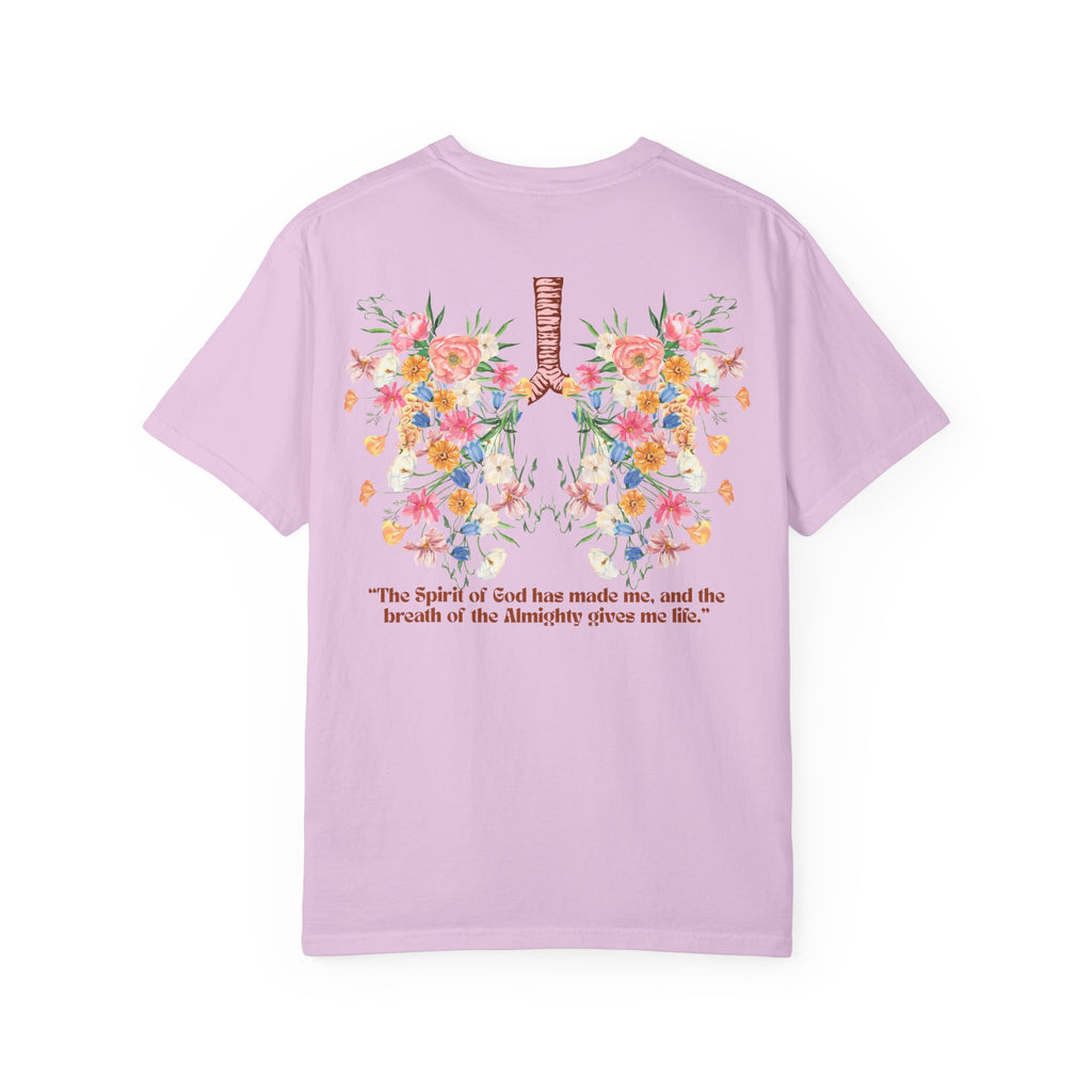 Breathe Flower Lungs Comfort Tee |  Job 33:4 Christian Runner Shirt
