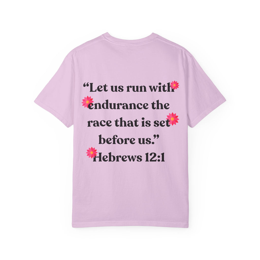 Run With Endurance Bible Verse Comfort Tee| Hebrews 12:1| Cactus Design