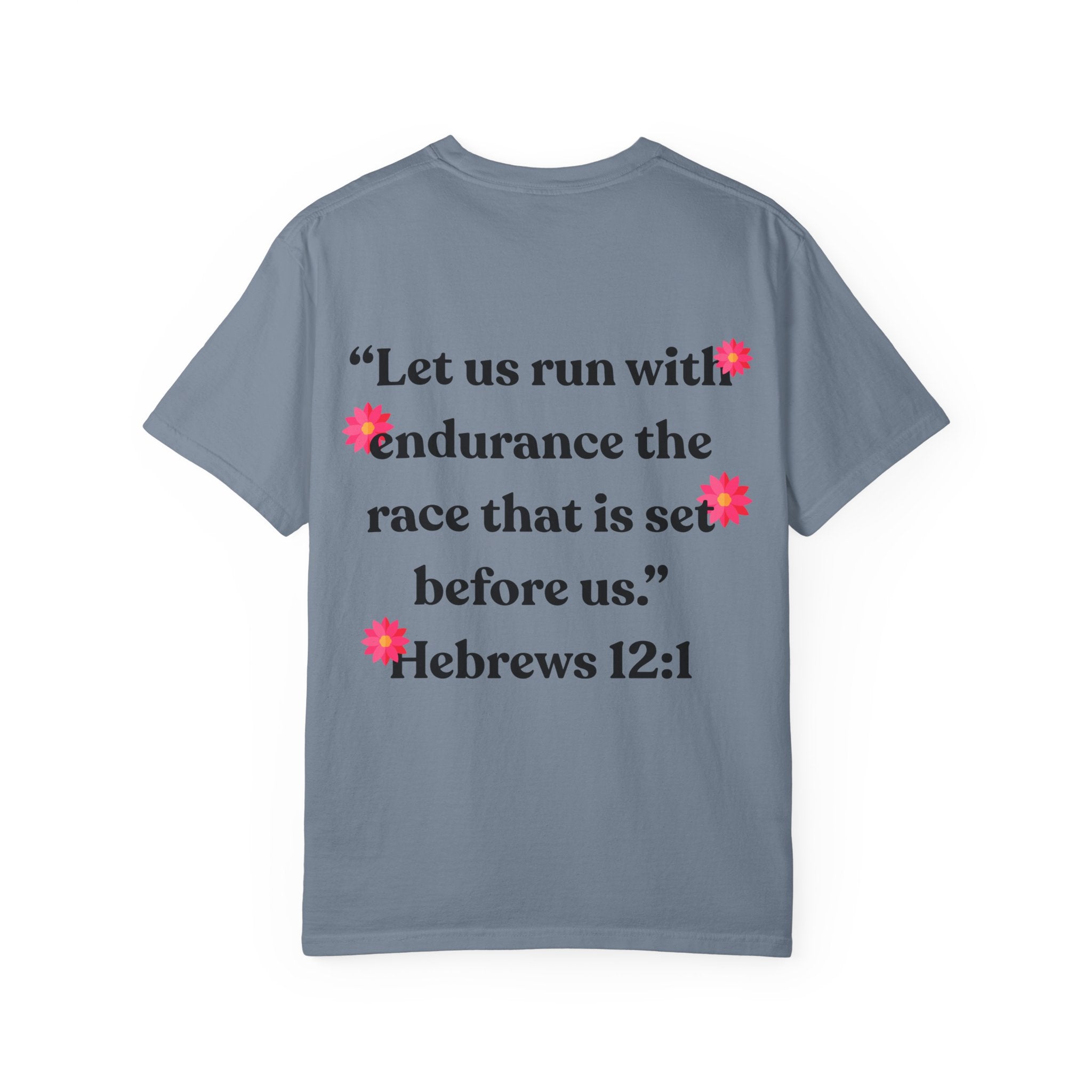 Run With Endurance Bible Verse Comfort Tee| Hebrews 12:1| Cactus Design