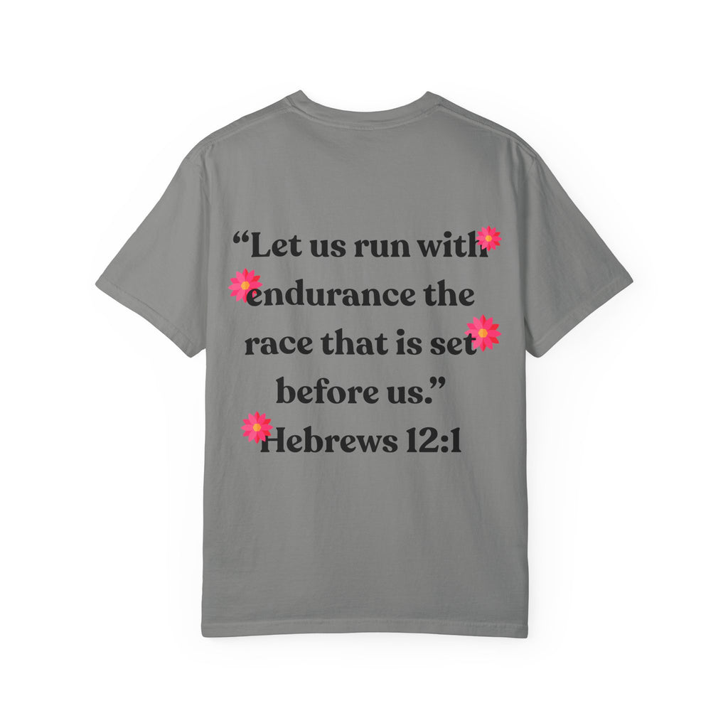Run With Endurance Bible Verse Comfort Tee| Hebrews 12:1| Cactus Design