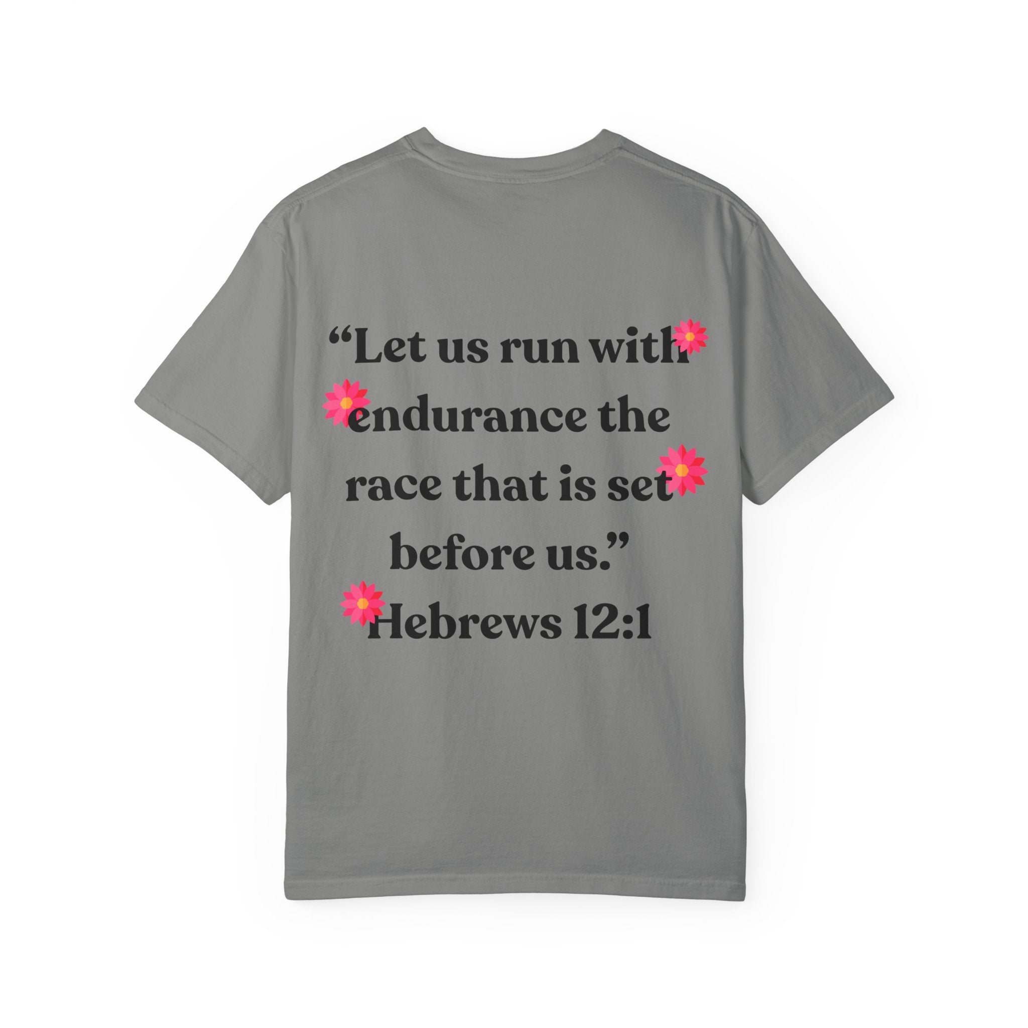Run With Endurance Bible Verse Comfort Tee| Hebrews 12:1| Cactus Design