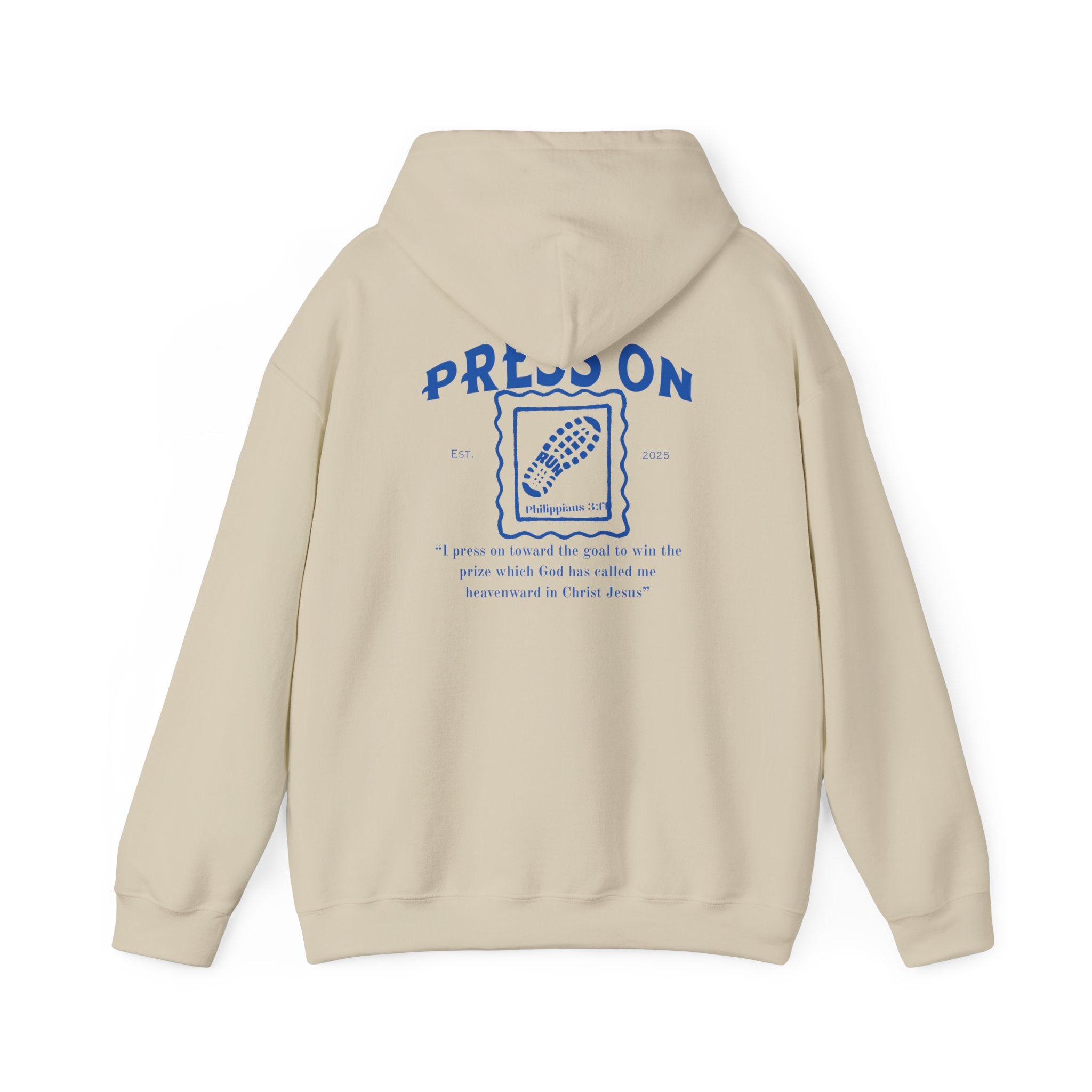 “Press On” Hoodie with Philippians 3:14 Design