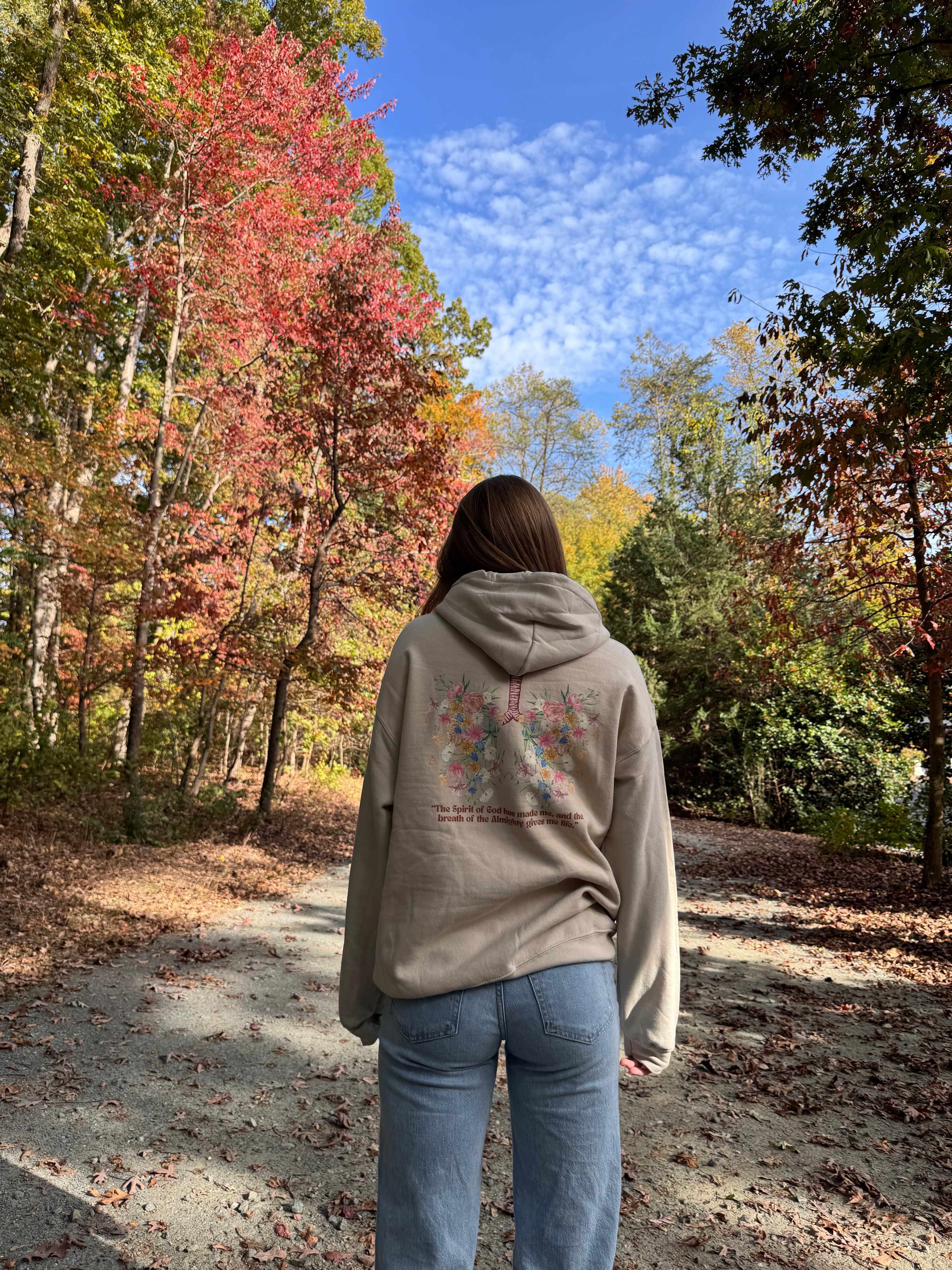 Breathe Hoodie | Job 33:4 | Flower Lungs